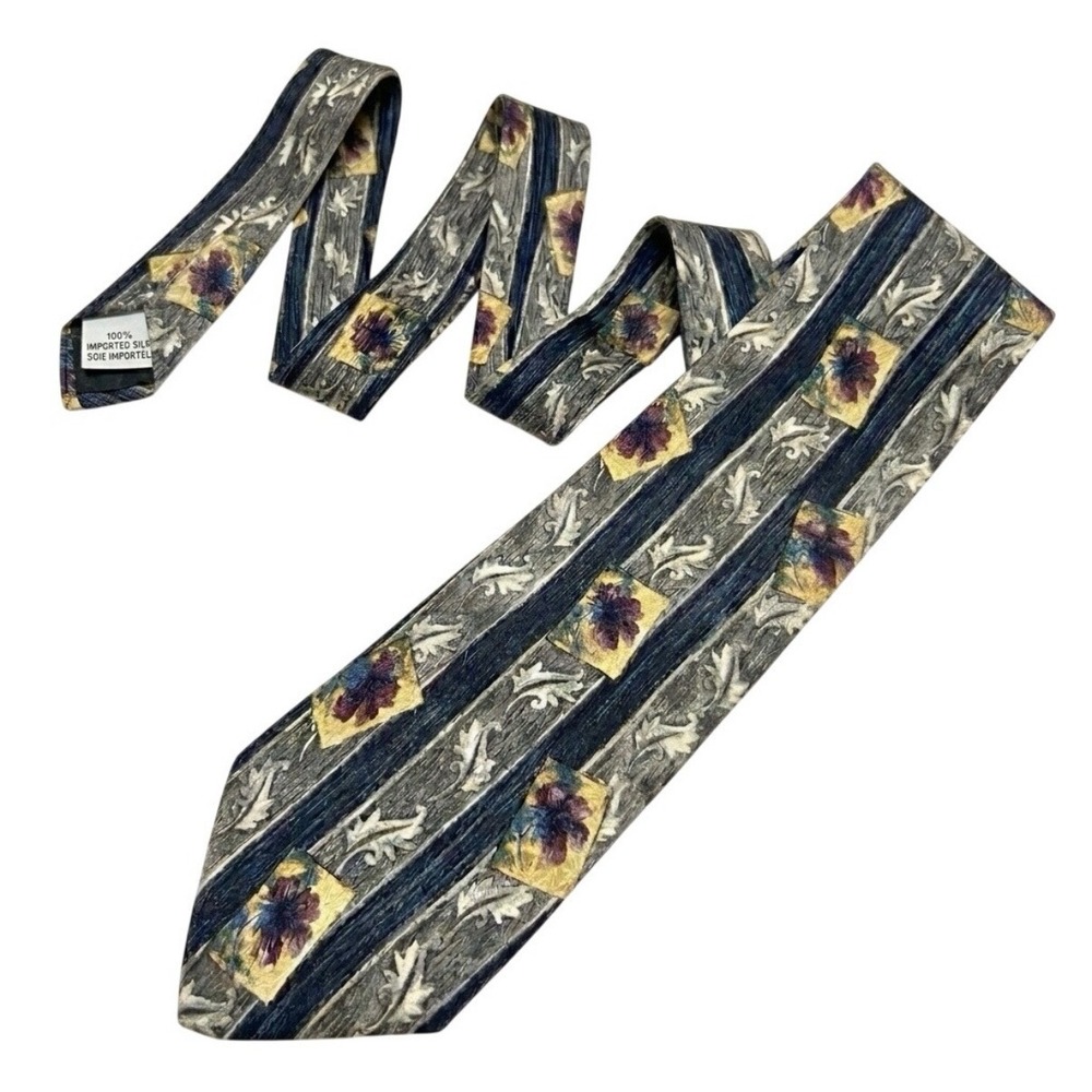 Vintage Silk Tie The Met Metropolitan Museum of Art Floral Art Deco Interview